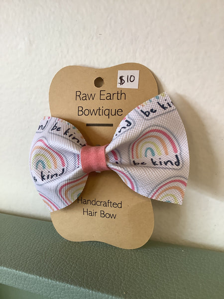 Raw Earth Bowtique be kind hair bow clip