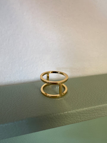 Standout Boutique Double Bar 18 K Gold Bond Ring
