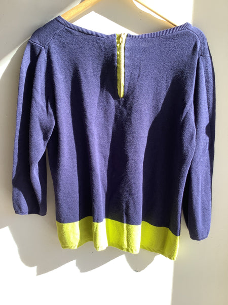 Vintage Navy & Lime Block Knit Sweater