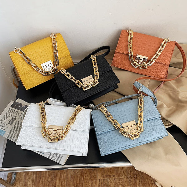 Chain Strap Leather Handbag