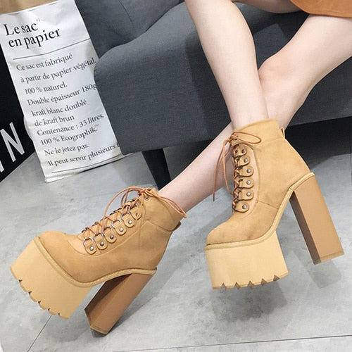 Block Heel Platform Boots