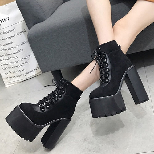 Block Heel Platform Boots