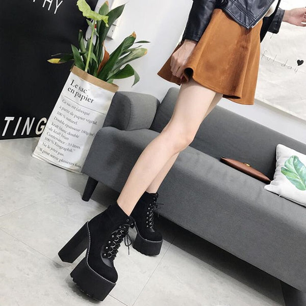 Block Heel Platform Boots