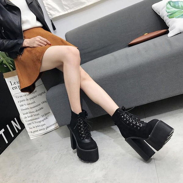 Block Heel Platform Boots