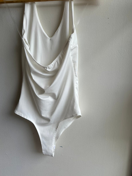 White Halter Bodysuit Basic | Size Small