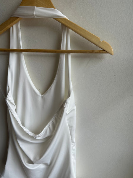 White Halter Bodysuit Basic | Size Small