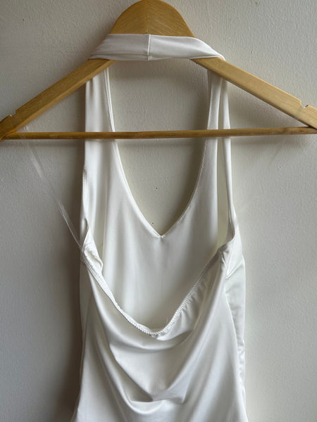 White Halter Bodysuit Basic | Size Small