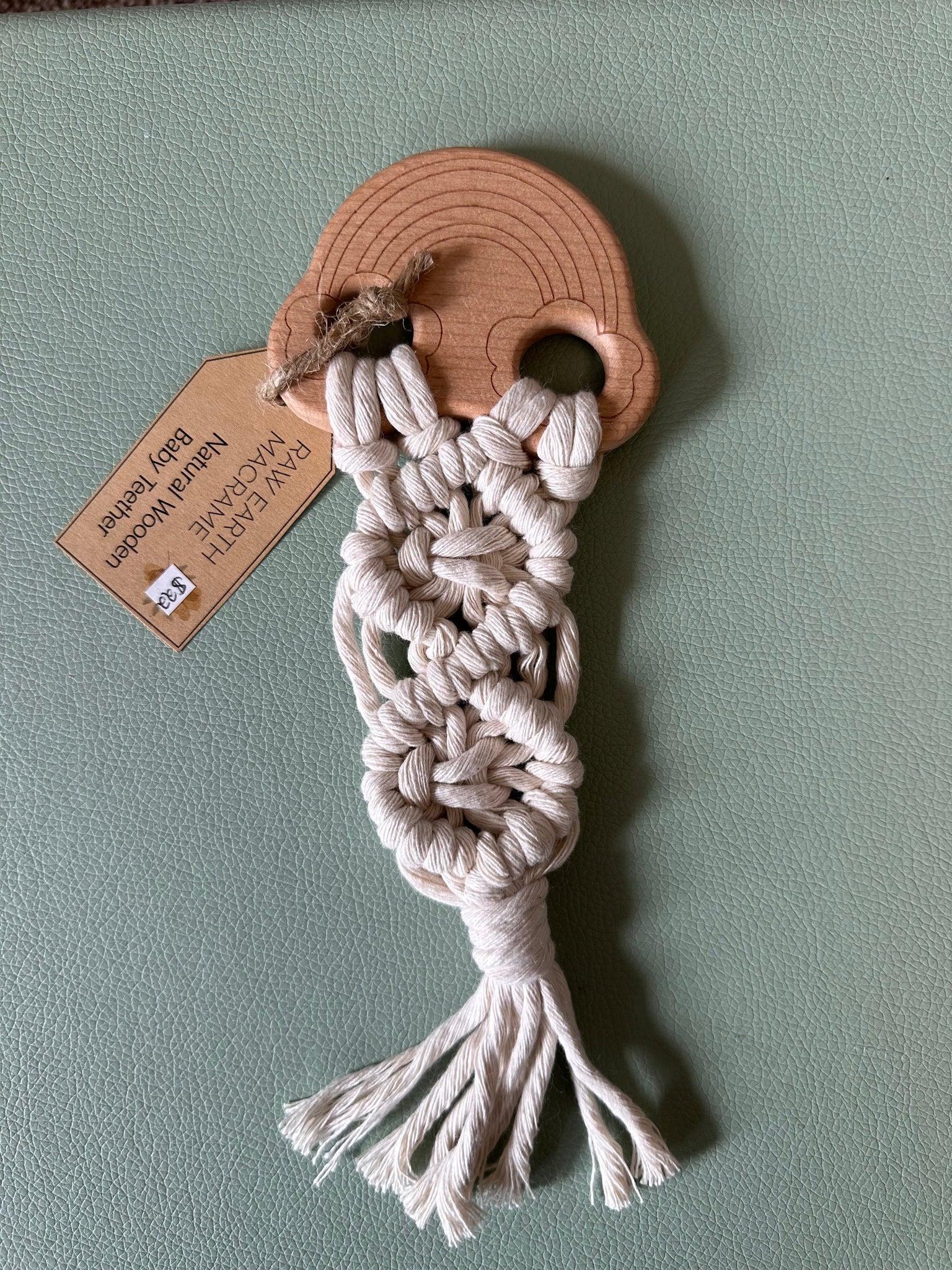 Raw Earth Wooden Rainbow Macrame Teether