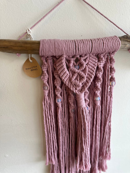 Dusty Pink Driftwood Macrame Wall Art