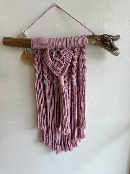 Dusty Pink Driftwood Macrame Wall Art
