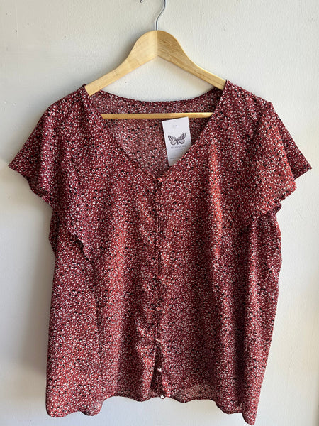 Wildflower Flutter Sleeve Blouse | Woodmere | Size Large