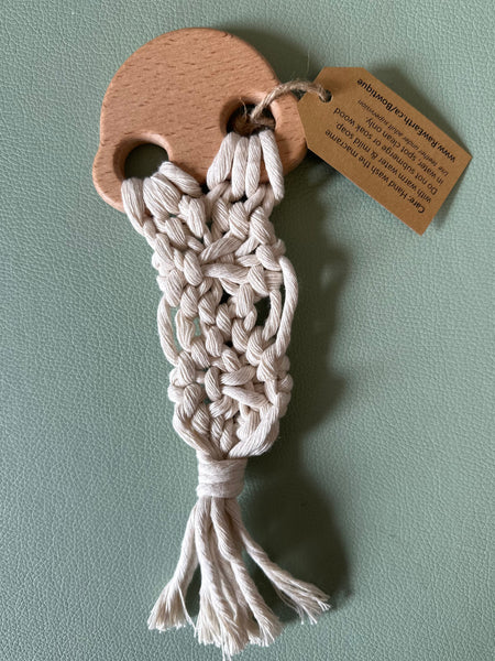 Raw Earth Wooden Rainbow Macrame Teether