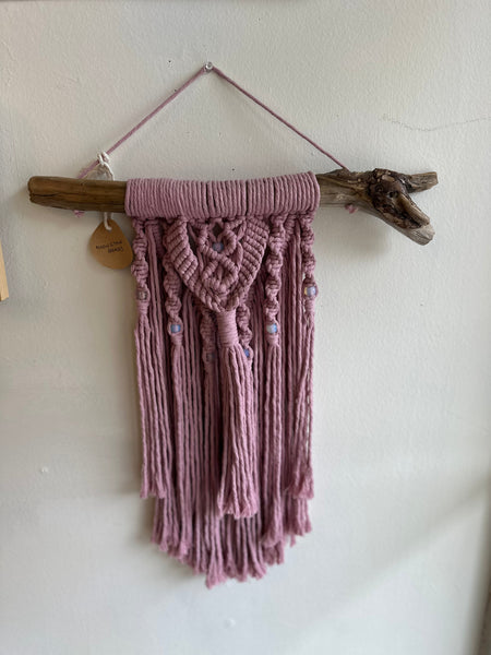 Dusty Pink Driftwood Macrame Wall Art
