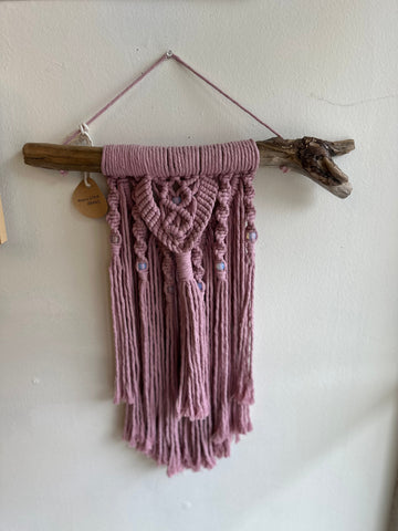 Dusty Pink Driftwood Macrame Wall Art