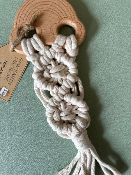 Raw Earth Wooden Rainbow Macrame Teether