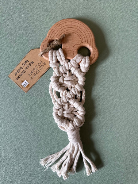 Raw Earth Wooden Rainbow Macrame Teether