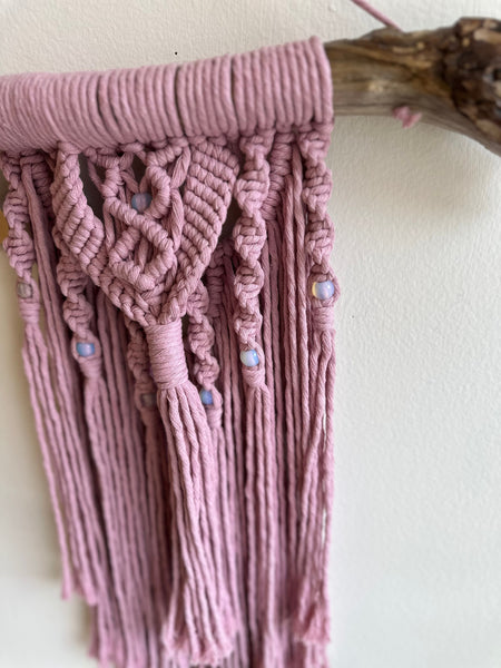 Dusty Pink Driftwood Macrame Wall Art
