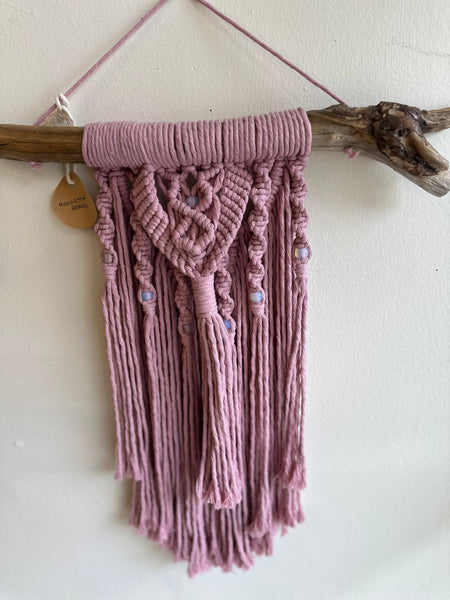 Dusty Pink Driftwood Macrame Wall Art