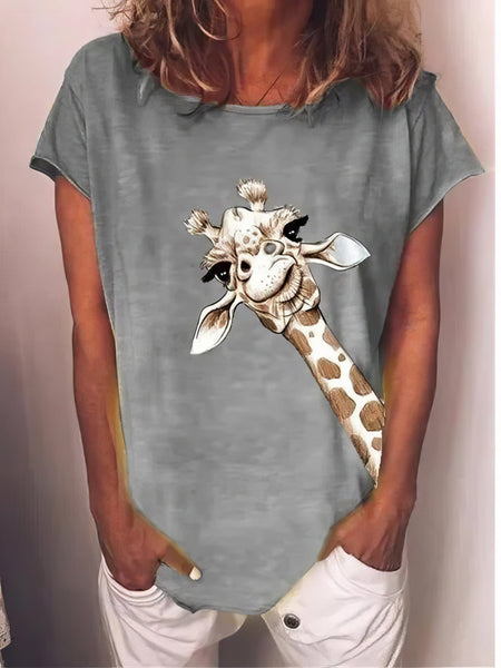 Women's Comfy Giraffe Pattern T-Shirt for Women
