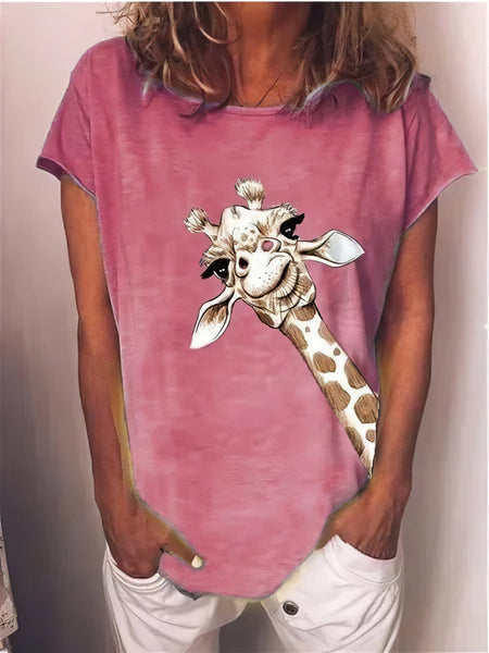 Women's Comfy Giraffe Pattern T-Shirt for Women