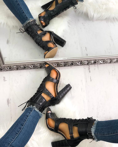 Ankle Strap & Lace Gladiator Heel