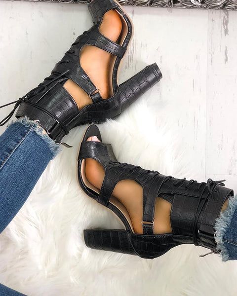 Ankle Strap & Lace Gladiator Heel