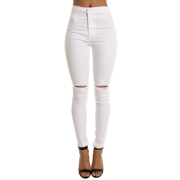 Knee Rip High Waist Jeans