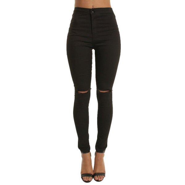 Knee Rip High Waist Jeans
