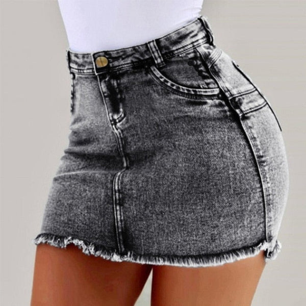 Fitted Mini Jean Skirt