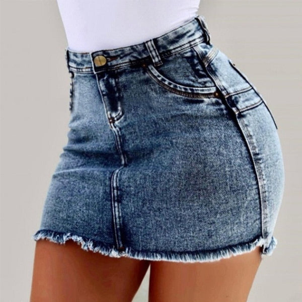 Fitted Mini Jean Skirt