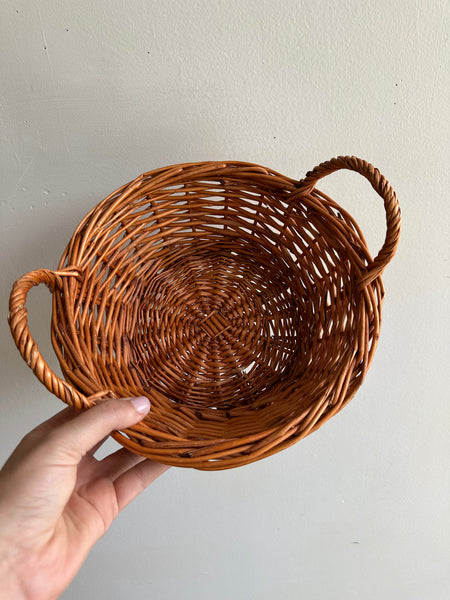 Vintage Handwoven Basket with Handles