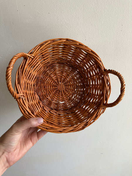 Vintage Handwoven Basket with Handles