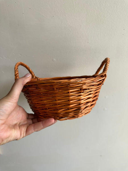 Vintage Handwoven Basket with Handles