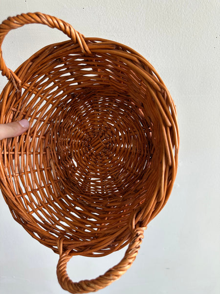 Vintage Handwoven Basket with Handles