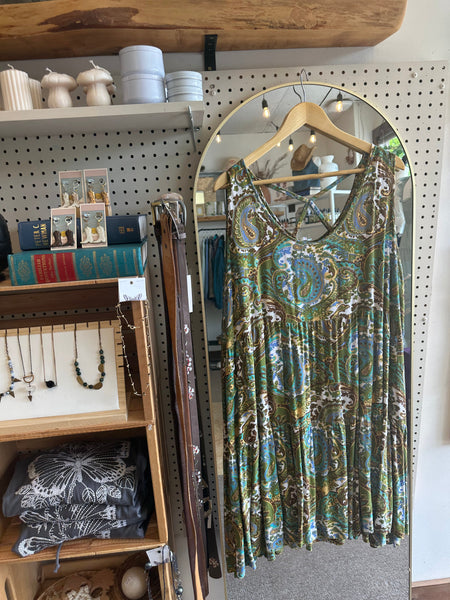 Boho Paisley Criss-Cross Back Dress | Size 2X