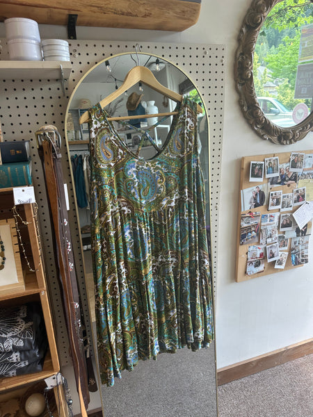 Boho Paisley Criss-Cross Back Dress | Size 2X