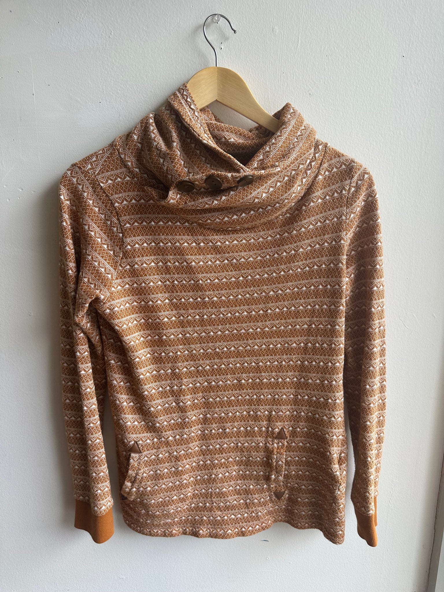 Twik Cozy Aztec-Inspired Funnel Neck Pullover | Size Medium