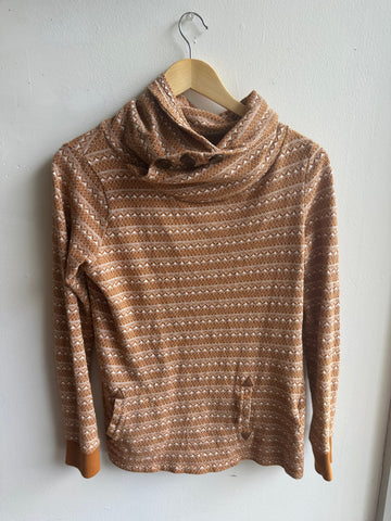 Twik Cozy Aztec-Inspired Funnel Neck Pullover | Size Medium