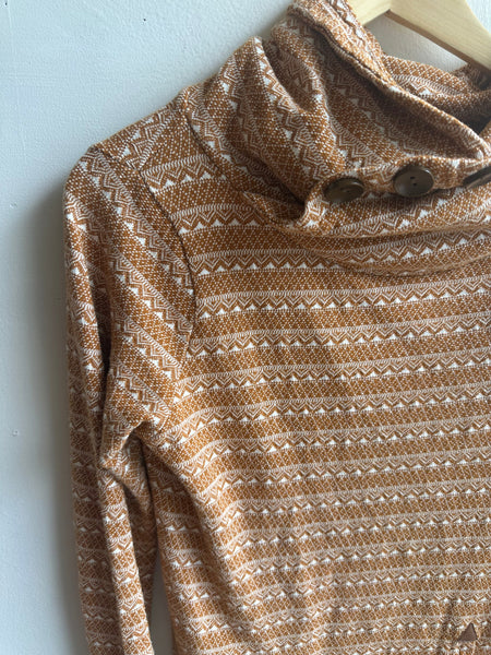 Twik Cozy Aztec-Inspired Funnel Neck Pullover | Size Medium
