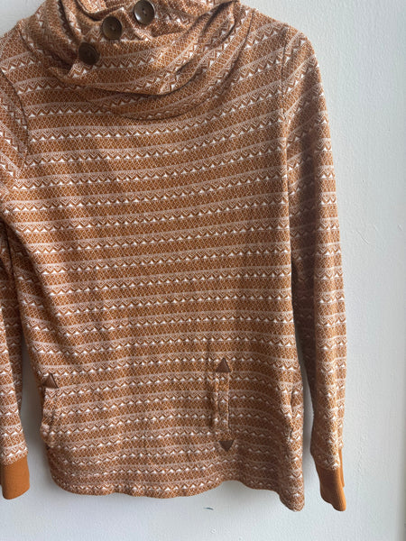Twik Cozy Aztec-Inspired Funnel Neck Pullover | Size Medium