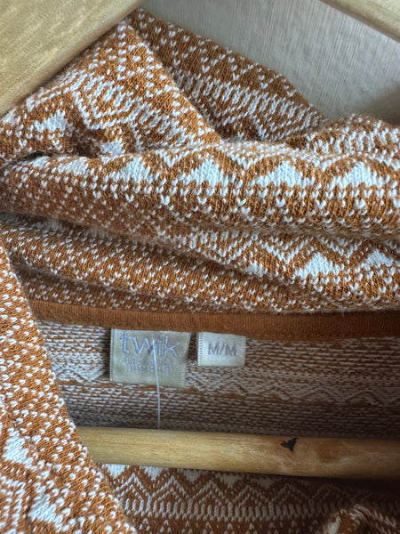 Twik Cozy Aztec-Inspired Funnel Neck Pullover | Size Medium
