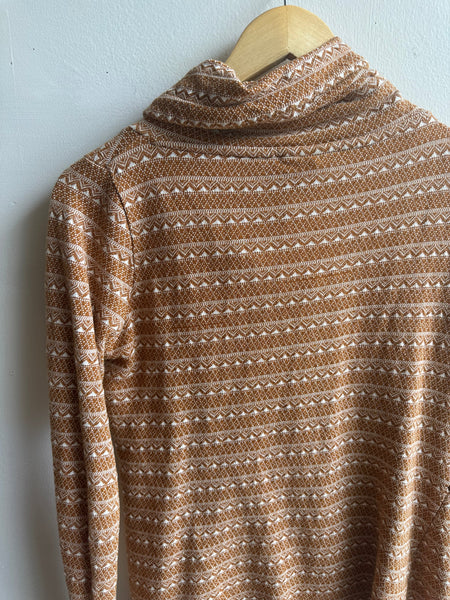Twik Cozy Aztec-Inspired Funnel Neck Pullover | Size Medium