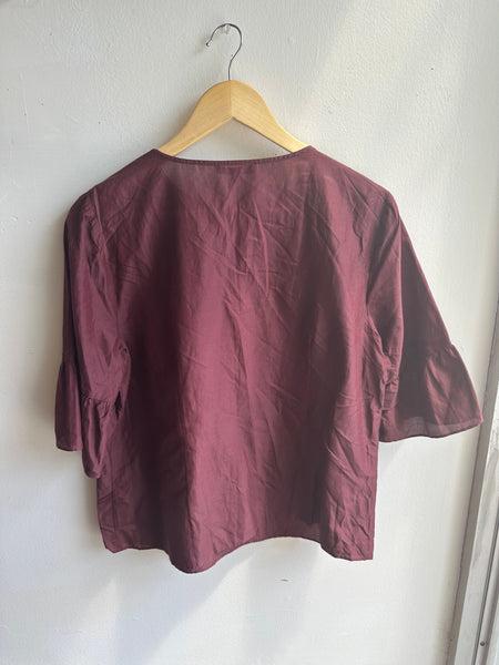 RSVP by Talbots Embroidered Wine Blouse | Size Large