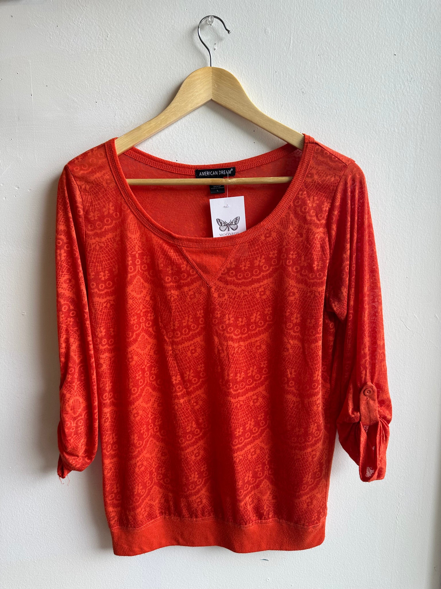 American Dream Burnt Orange Patterned Shirt – Size Large