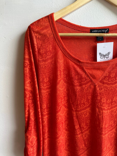 American Dream Burnt Orange Patterned Shirt – Size Large