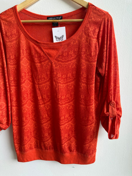 American Dream Burnt Orange Patterned Shirt – Size Large
