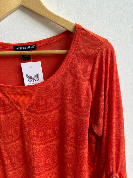 American Dream Burnt Orange Patterned Shirt – Size Large