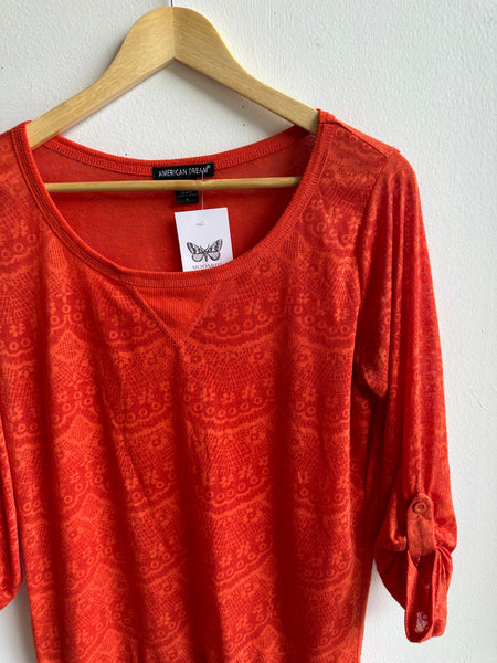 American Dream Burnt Orange Patterned Shirt – Size Large
