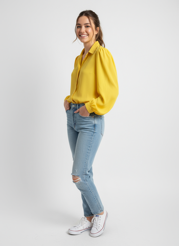 Vintage Qwel Sheer Sunshine Blouse – Size Large