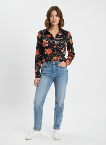 Vintage Guinessa Black Rose Button-Up – Size Small